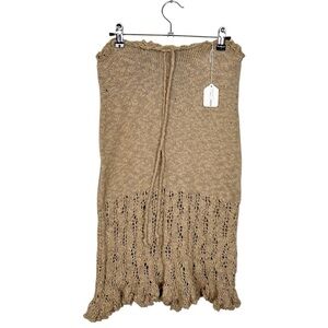 New Handmade Tan Knit Knee Length Boho Skirt